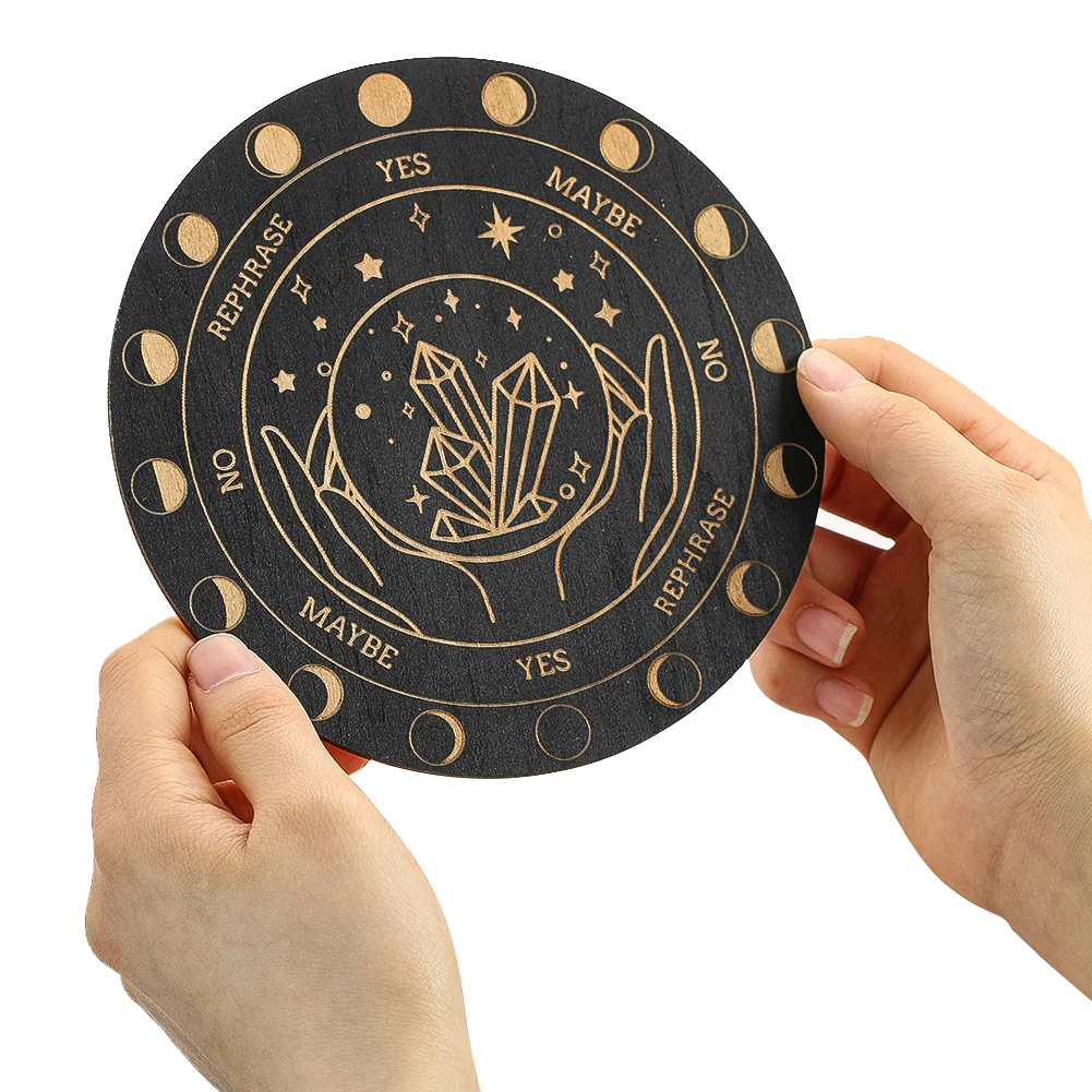 Cuscino in cristallo di legno a doppia faccia Gioco da tavolo Tavola da meditazione energetica Forniture per rituali di meditazione yoga Nero 15 cm