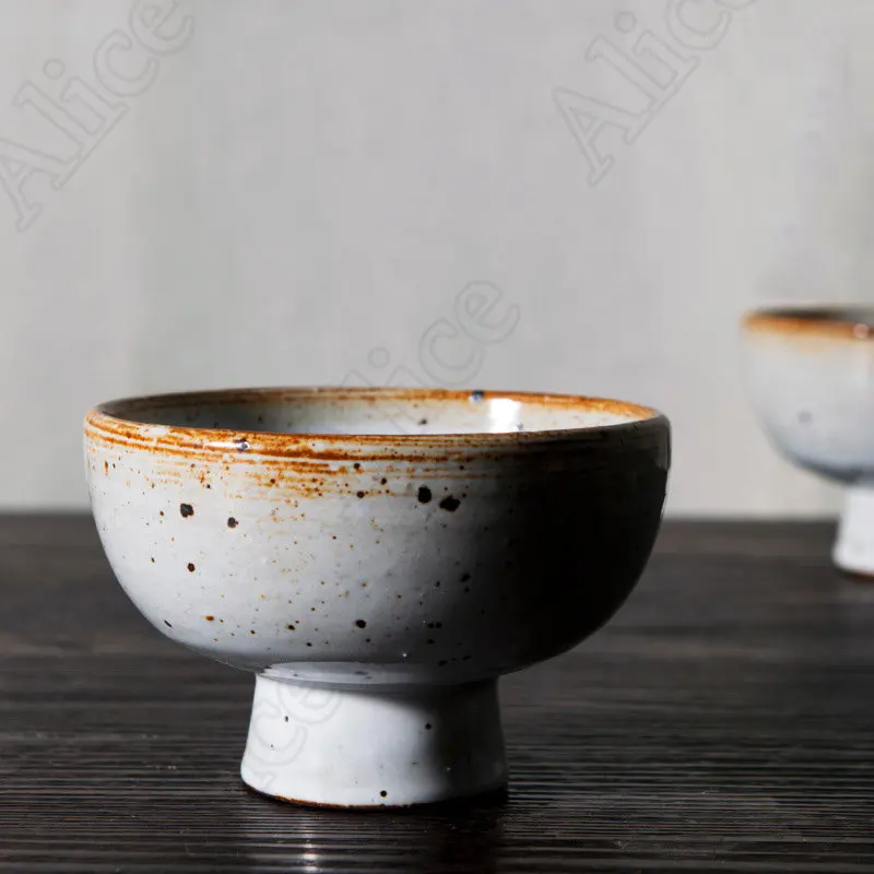 2Pcs Japanese-style Ceramic Dessert Bowl Creative Handmade High-leg Snack Bowls Japanese Cuisine Sauce Dishes Home Tableware