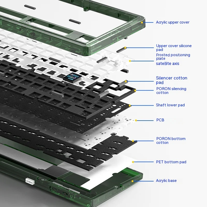 Imagem -04 - Pro Three Mode Kit Teclado Mecânico sem Fio Bluetooth com Fio Hot Swap Transparente Rgb Personalizado 75 Configuração Leobot-k81