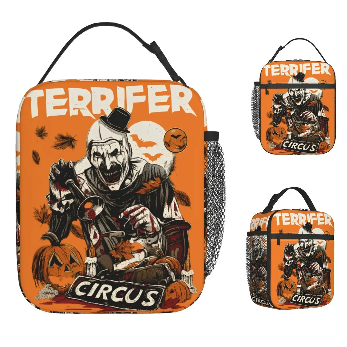 

Art Crispies Terrifier Clown Сумка для обеда Офисный ланч-бокс для взрослых Забавные термосумки для обеда на заказ Водонепроницаемая портативная сумка-холодильник