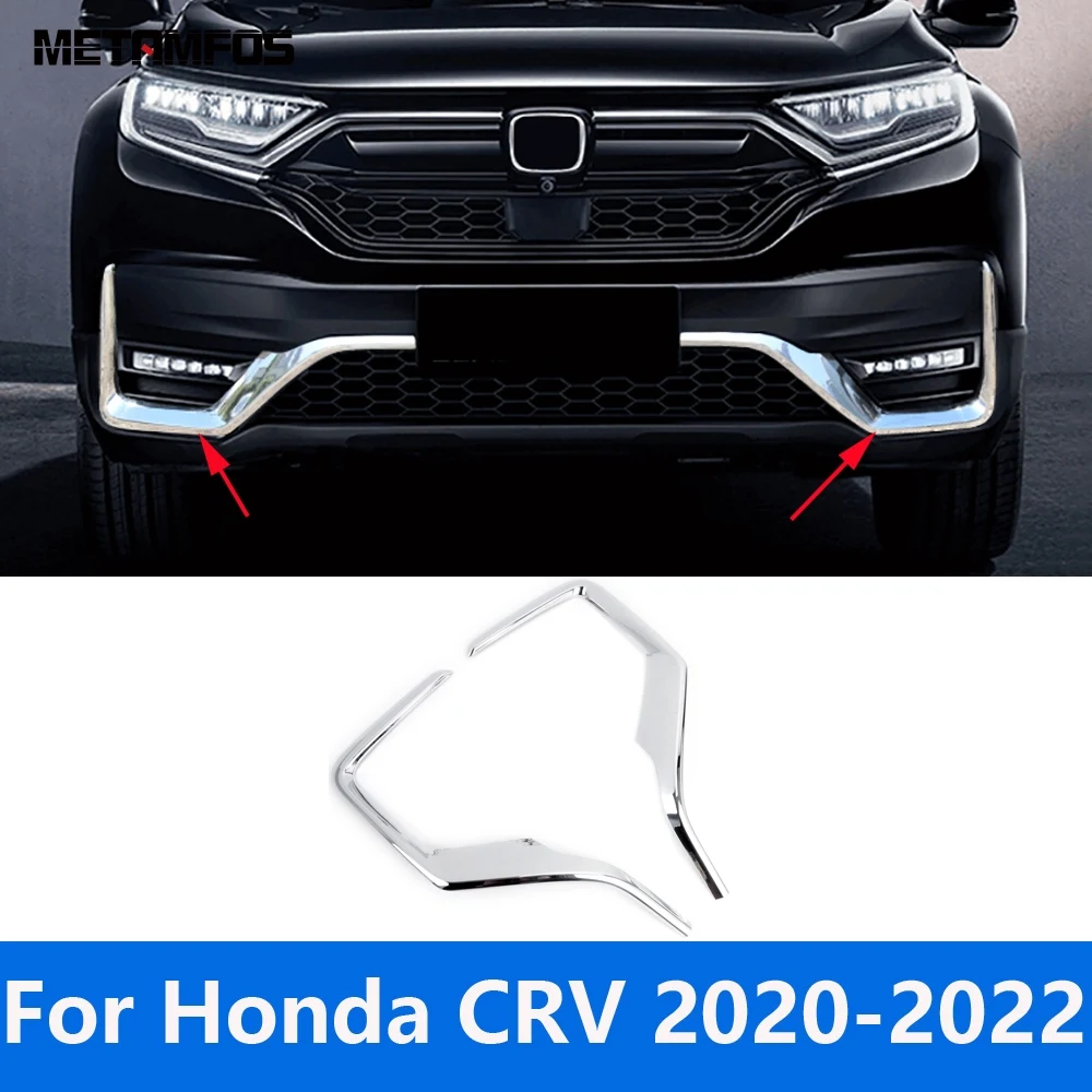 Front Fog Light Lamp Eyelid Eyebrow For Honda CR-V CRV 2020 2021 2022 Chrome Foglight Strip Trim Sticker Accessories Car Styling