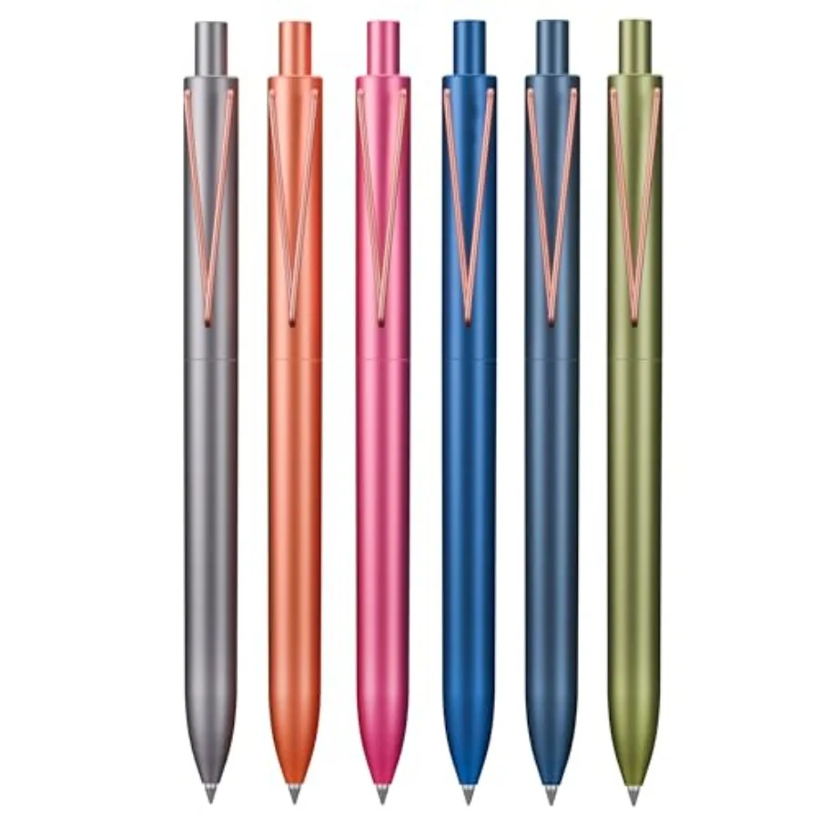 

Retractable Gel Pens, 6 Pack, Black Ink, Metallic Vintage Barrels, Fine Point 0.5mm, Fast Dry, Smooth Writing, Cute Pens for Dr