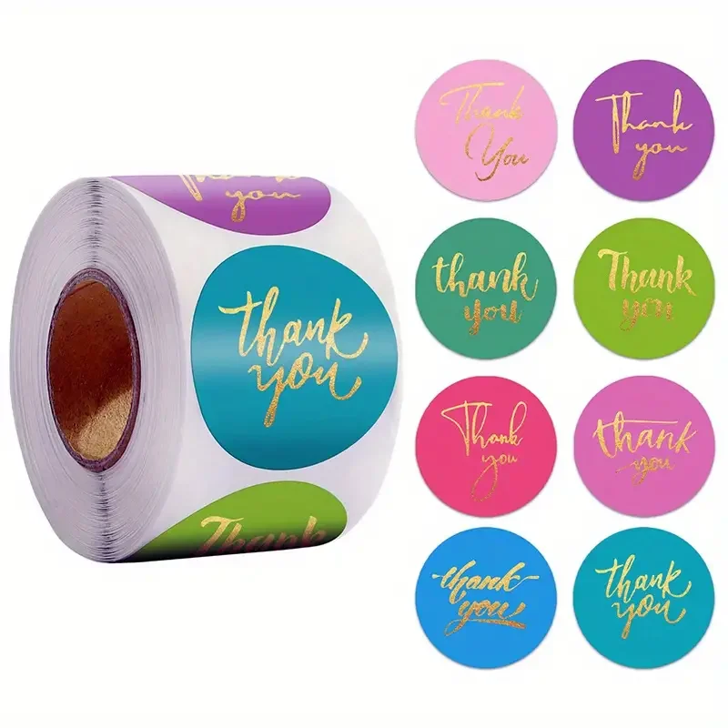 500 Blatt/Rolle Bronzing Selbstklebende Dankesaufkleber Box Seal Geschenkbox Dekor Tasche Verpackungsetikett