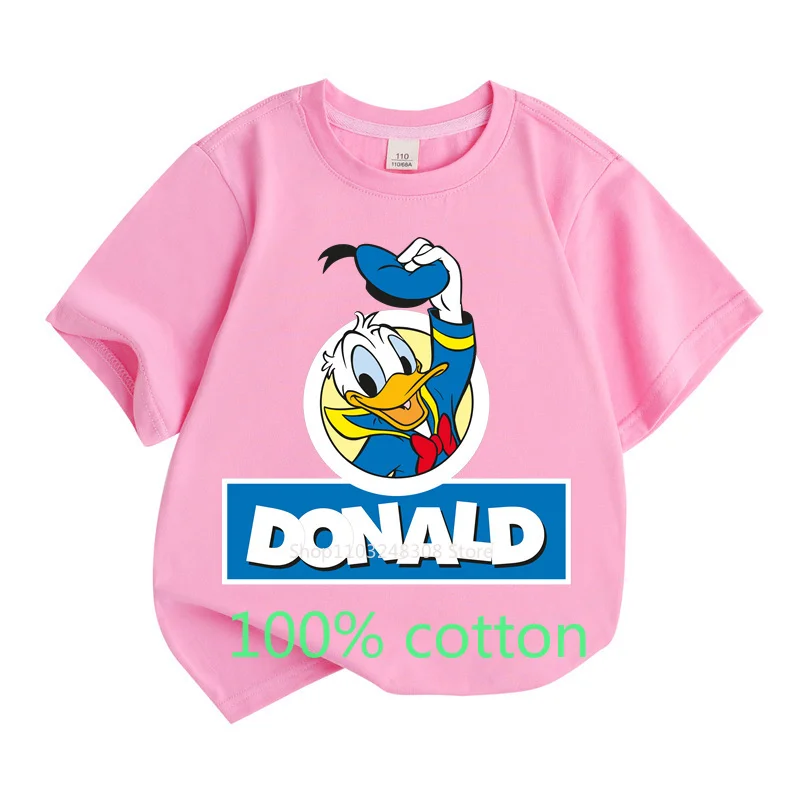 Summer Donald Duck T-Shirts 100% Cotton Comfortable Childrens Clothes Fashion Girls Boys Short Sleeves Cartoon Casual Tee Shirts