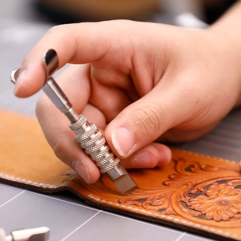 1PC Stainless Steel Leather Carving Tools Swivel Knife Adjustable DIY Manual Rotary Tool Leather Craft Accessories