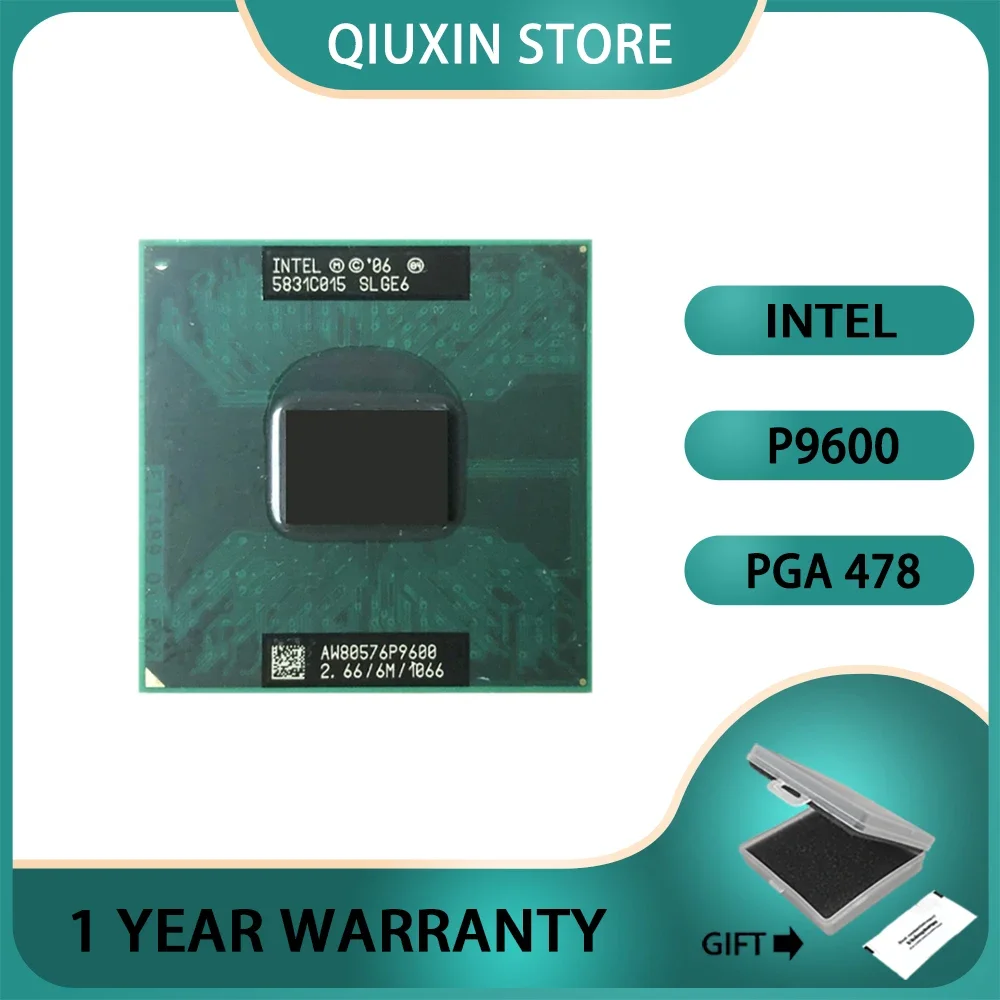 

Intel Core 2 Duo Mobile P9600 SLGE6 2.6 GHz CPU Processor 6M 25W Socket P Dual-Core Dual-Thread
