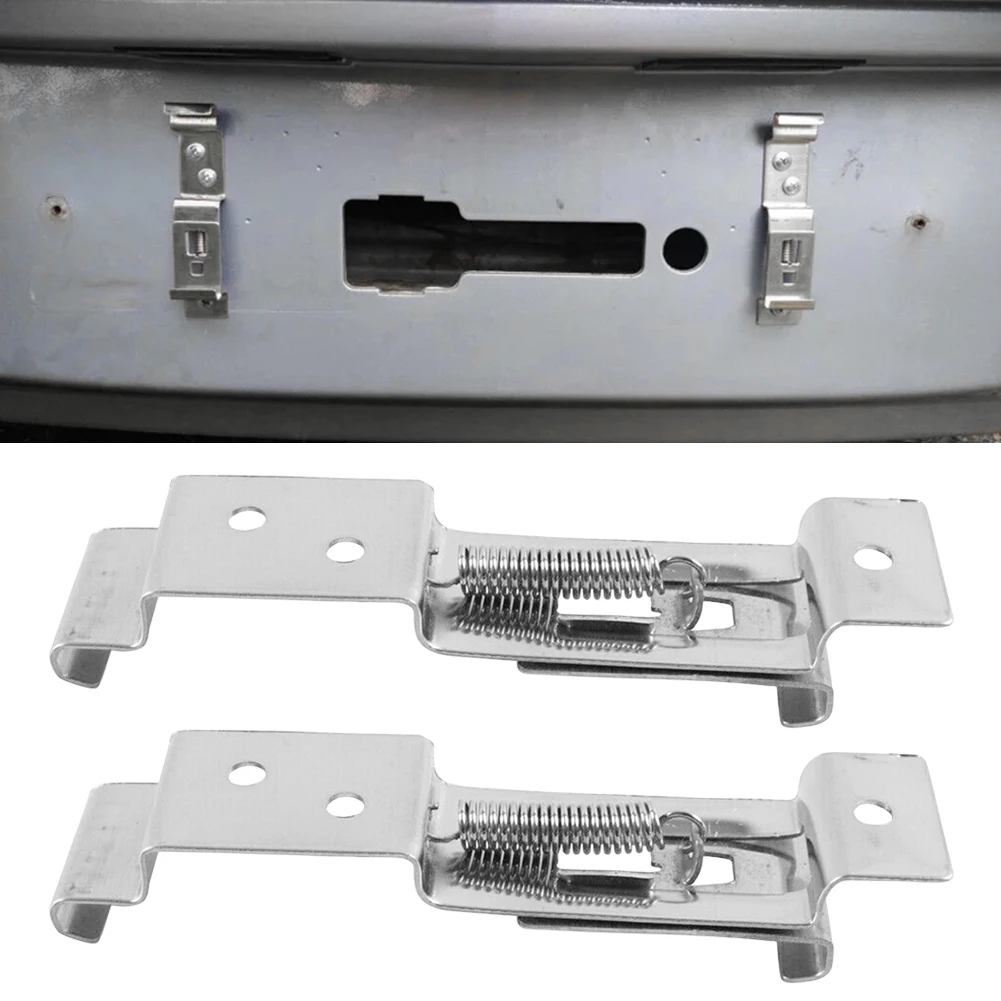 2 قطعة لوحة ترخيص السيارة قوس مستطيلة إطار السيارة حامل المشابك الفولاذ المقاوم للصدأ لوحة أرقام المشابك لقوافل المقطورات #1