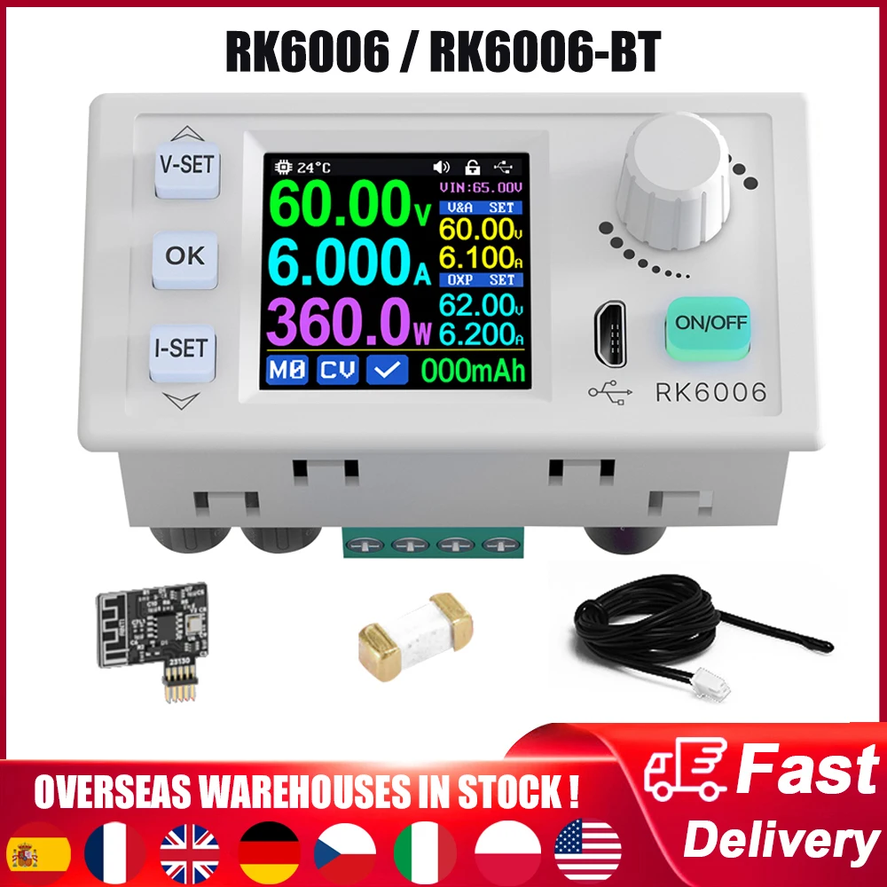 RK6006 Regulated Power 60V 6A 4 digit Communication Adjustable DC to DC Step Down Voltage Bench Power Supply Buck Converter