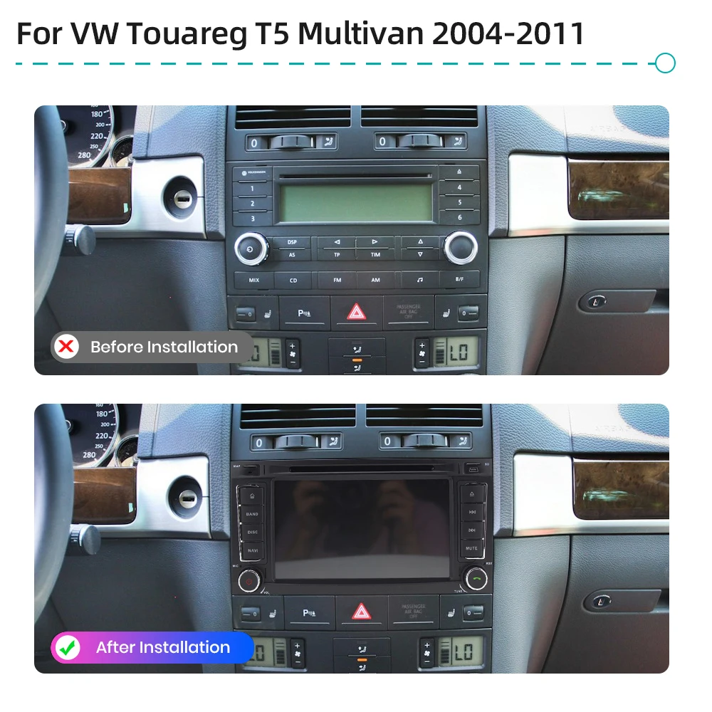 CarPlay Android 12.0 Car DVD Multimedia Player For Volkswagen Touareg T5 Multivan 2004-2011 GPS 4G WiFi Audio Stereo Head Unit