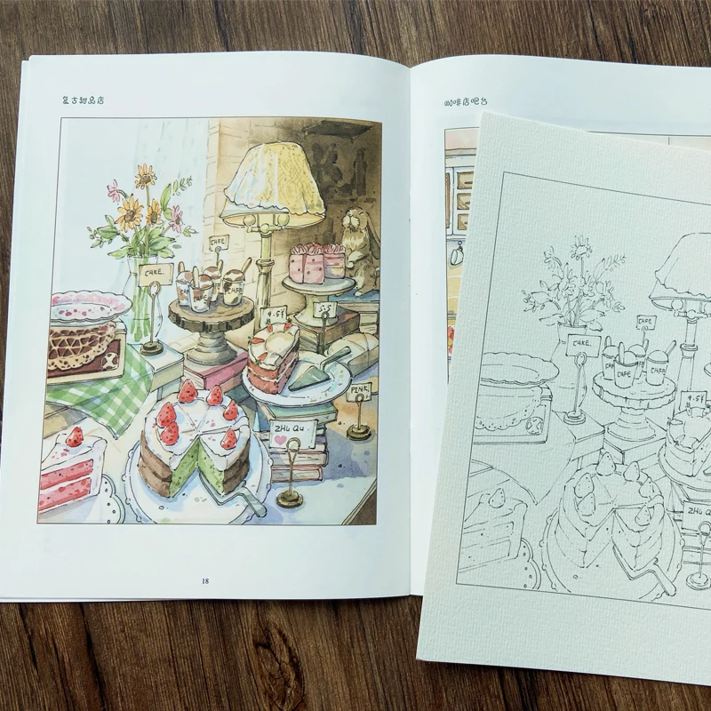 Aquarela Pintura Tutorial Livro Linha Draft Picture Album Ilustração Coleção Cópia Hand-painted Book Practice para Iniciantes