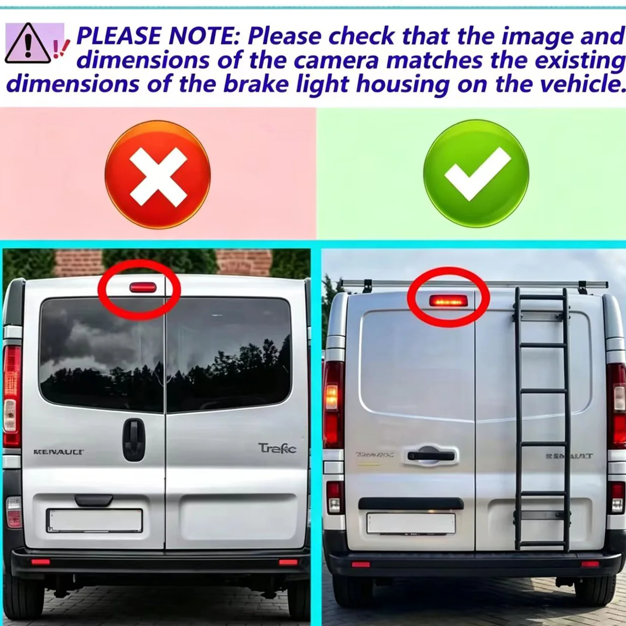 AHD1080P Brake Light Reversing Camera with Dual Split Screen Monitor for Renault Trafic,Vauxhall Vivaro,Nissan NV300 Van 2014+ view 4