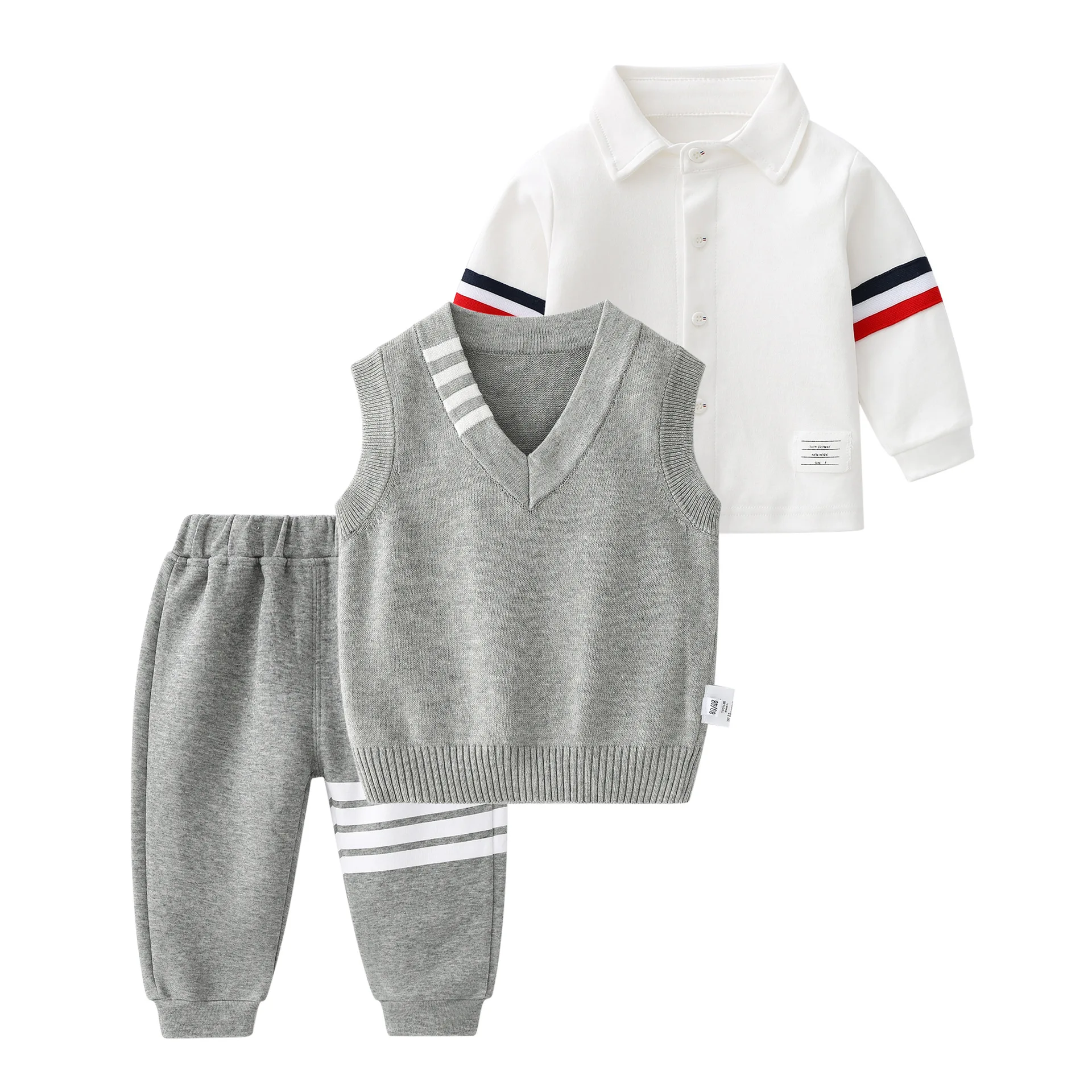 2023 Autumn New Children's Clothes For Boys 1-3 Years Old Handsome Casual Long-sleeved T-shirt + vest + Casual Pants Three Sets