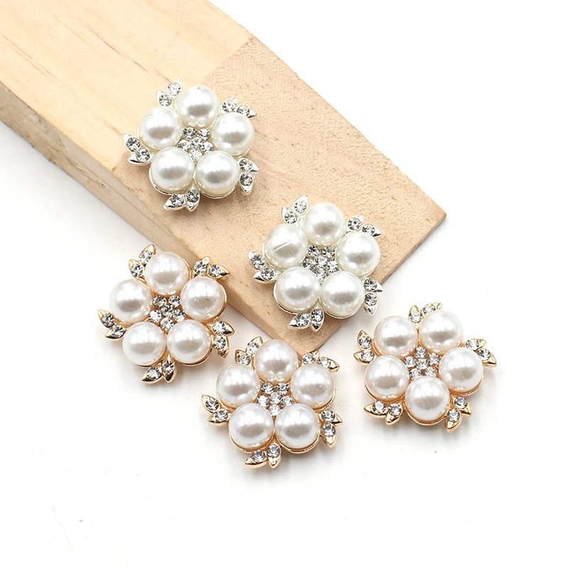 10Pcs 23mm Metal Rhinestone Pearl Alloy Accessories DIY Flower Center Ornaments Clothing Hair Jewelry Decorative Accessories