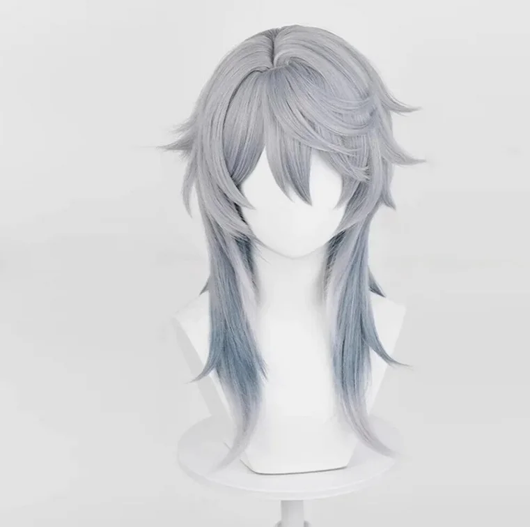 Honkai: Star Rail Cosplay Sunday Wig Short Gray Blue Gradient Role Play Wigs