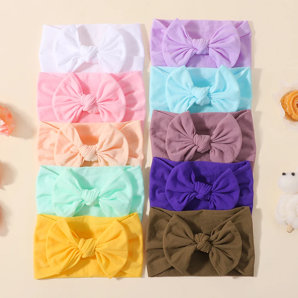 10/30 Uds. Diadema de nailon con lazo de punto suave de 6,1 pulgadas para niñas pequeñas, diademas elásticas para la cabeza, diademas para el pelo