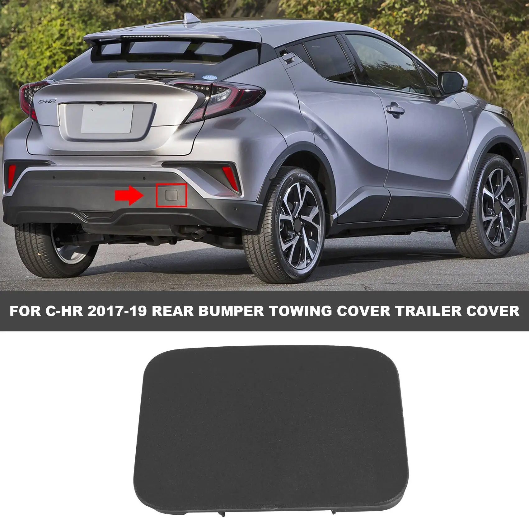 For C- 2017-19 Trailer Tow Hook Cover Cap Rear Bumper Unpainted