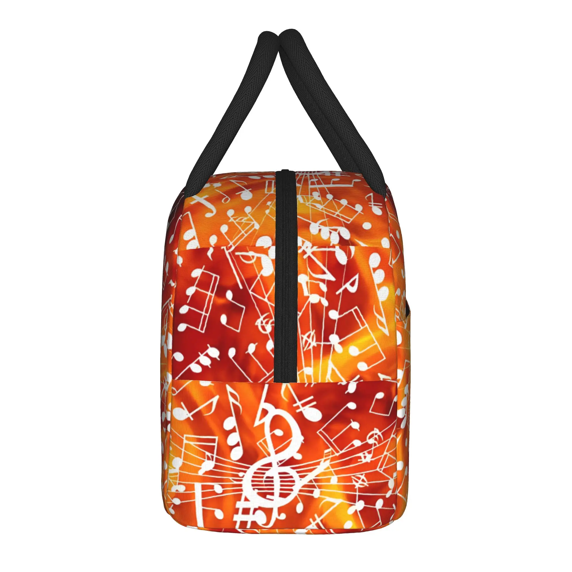 Piano Music Note Flames Pattern Insulated Lunch Bags Cooler Bag Reusable,Lunch Container  Large Lunch Box Tote for Men Women