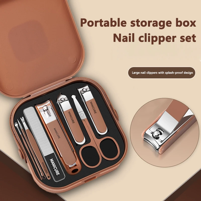 Anti-Splash Nail Clipper Set Hand In Hand With Manicure Clippers Manicure Nail Clippers Protection Tool Manicure 8 Sets New