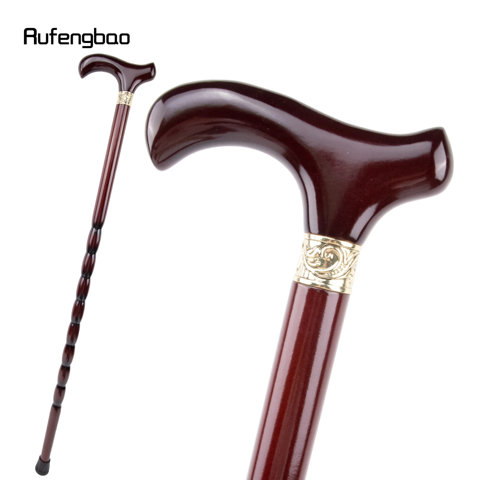 Red Traditional Wooden Single Joint Fashion Walking Stick Decorative Cospaly Cane Halloween Mace Crutch  Wand Crosier 92cm