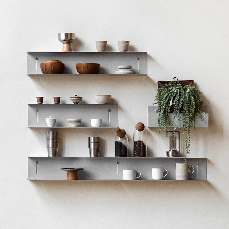 Stainless Steel Wall Mounted Storage Shelf Multi-Layer Display Rack Living Room Dining Wall Decor Modern Metal Floating Shelves