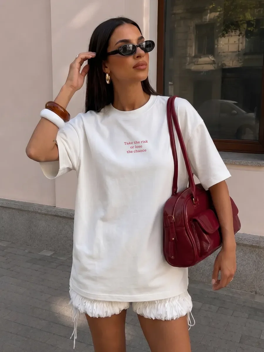 2026 Summer 100% Cotton T-Shirt American Style Personalized Street Short Sleeved Fashion Loose Over Size Top That Covers Meat