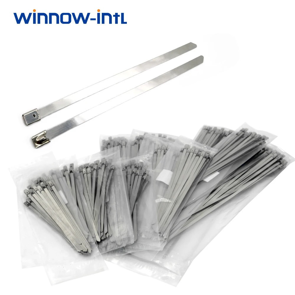 20/40/60/100Pcs 4.6*150 Stainless Steel Metal Cable Tie Exhaust Wrap Locking Metal Zip-Exhaust Multifunctional Locking Cable Tie
