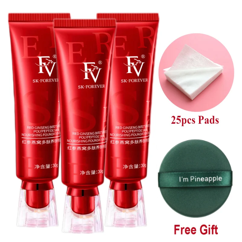 FV Concealer Cream Foundation Original Maquillaj Red Ginseng Herbal Skin Care Face Base Makeup Liquid Blemish Cover