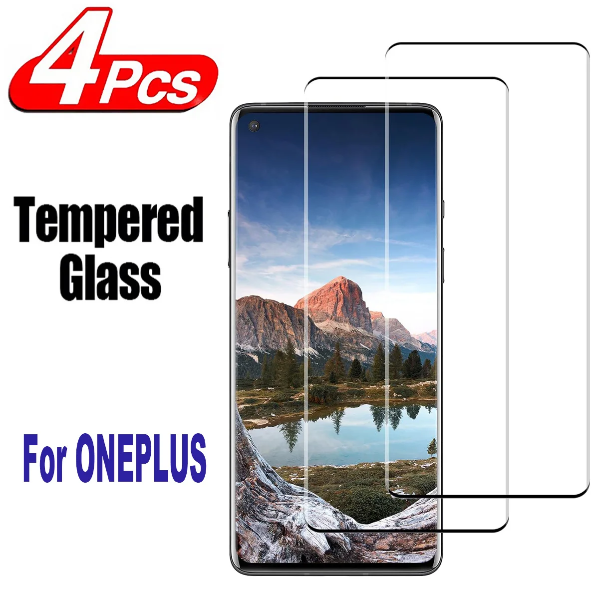 

9H Curved Four Sides Glue Tempered Glass Film For OnePlus 12 11 OnePlus 10 9 8 Pro 2/4PCS HD Screen Protector Glass