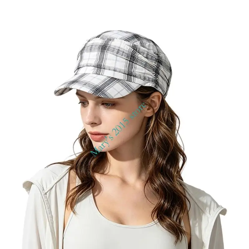 Pleated Cotton Sun Cap with Short Front and Gathered Top Baseball Cap for Commuting, Outdoor Daily Use, and Sunny Outings