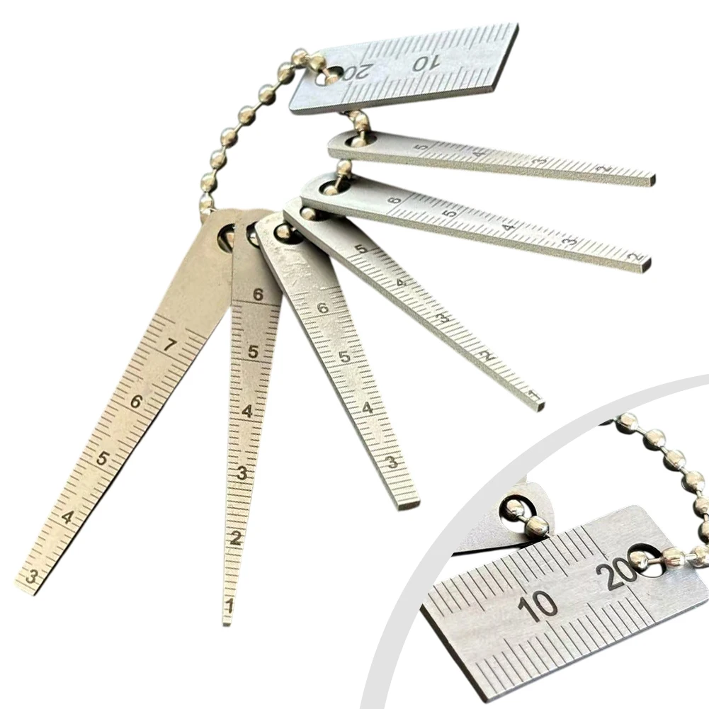 

7 Pieces Gap Gauge Stainless Steel Taper Gauge Aperture Ruler Wedge Feeler Gauge Aperture Ruler Aperture Inspection Tool 1-20mm