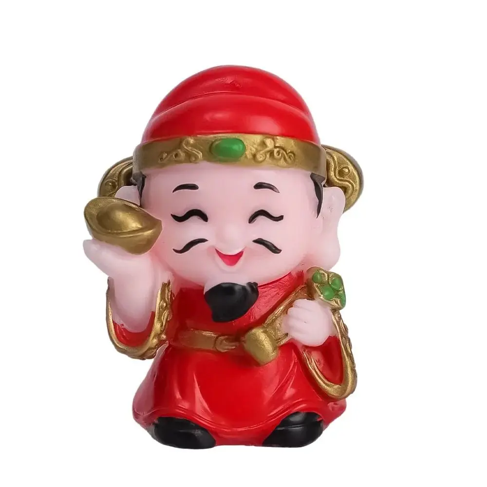 Cute Miniature God of Wealth Good Luck Fairy Sculpture Creative Resin Figurines Statue Fengshui Ornament Prop