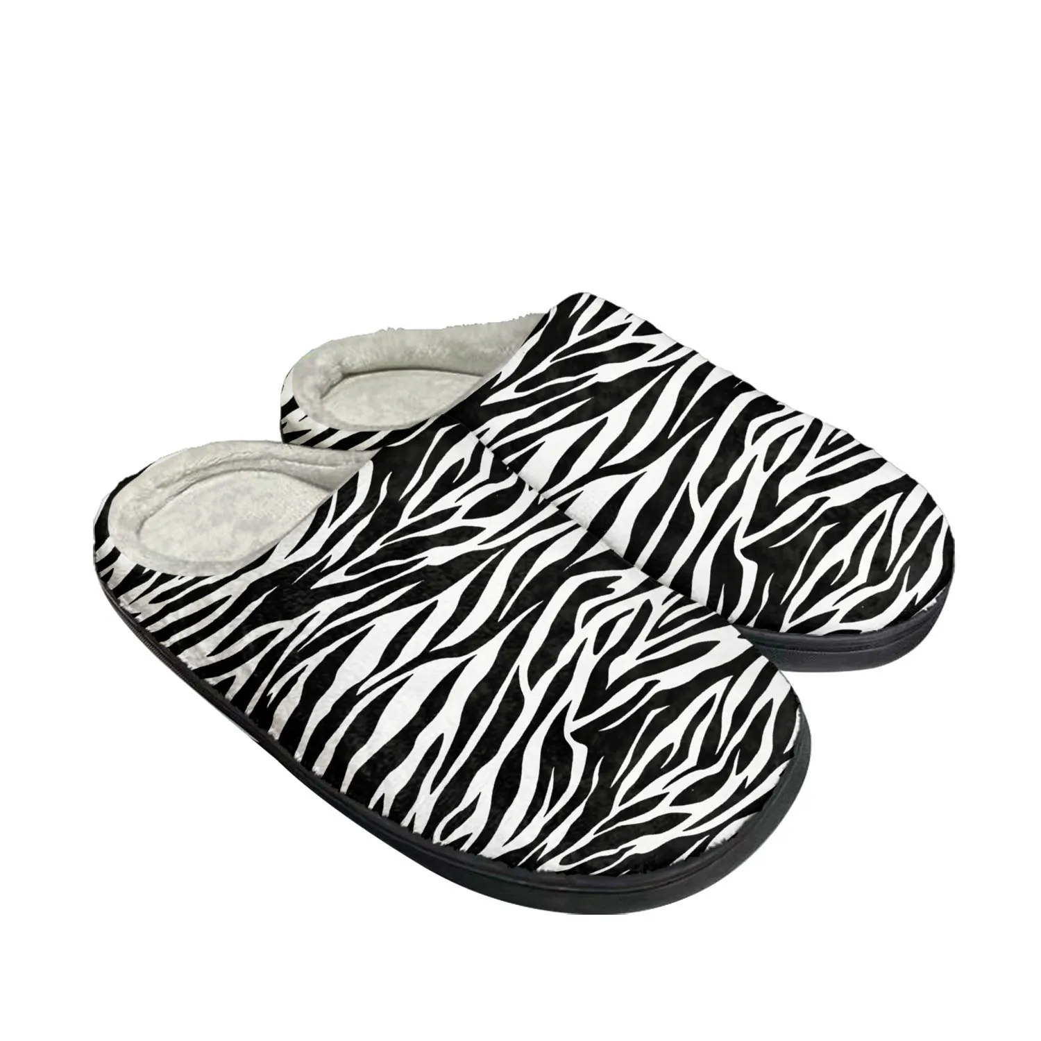 Pantoufles personnalisées en coton imprimé zèbre 3D pour hommes et femmes, sandales décontractées, chaussures de chambre en peluche, pantoufles thermiques, mode maison, marée