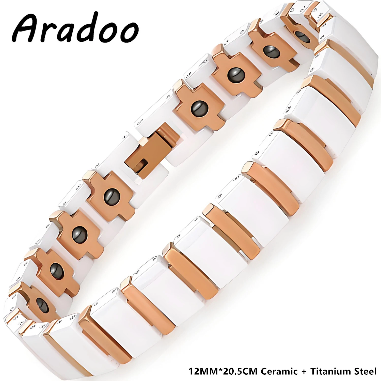 ARADOO Premium Ceramic Bracelet with Zirconia Titanium Steel Couple Wristband Jewelry Gifts