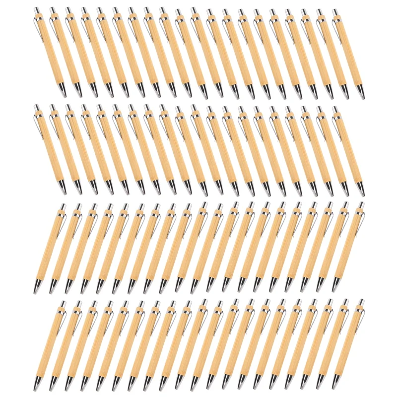 

80 Pcs Ballpoint Pen Set Bamboo And Wood Writing Tools, 40 Pcs Black Ink & 40 Pcs Blue Ink