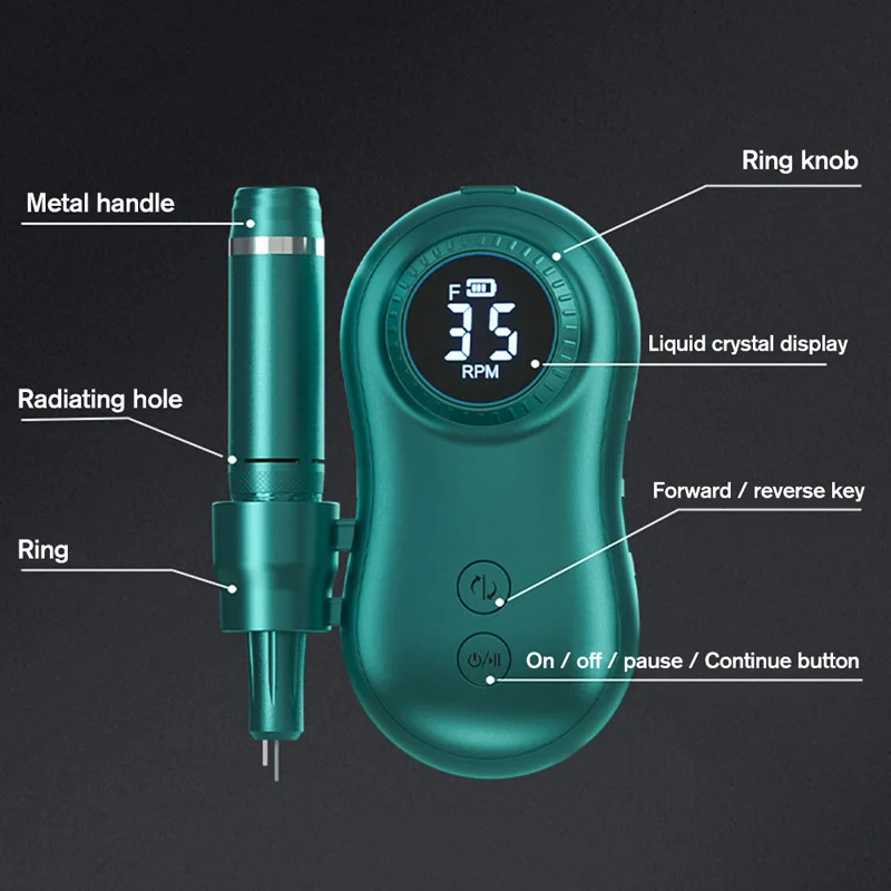 Electric Nail Drill, 35000RPM Portable Nail Drill, Professional Rechargeable Nail E-File, for Acrylic Nails Gel Polishing