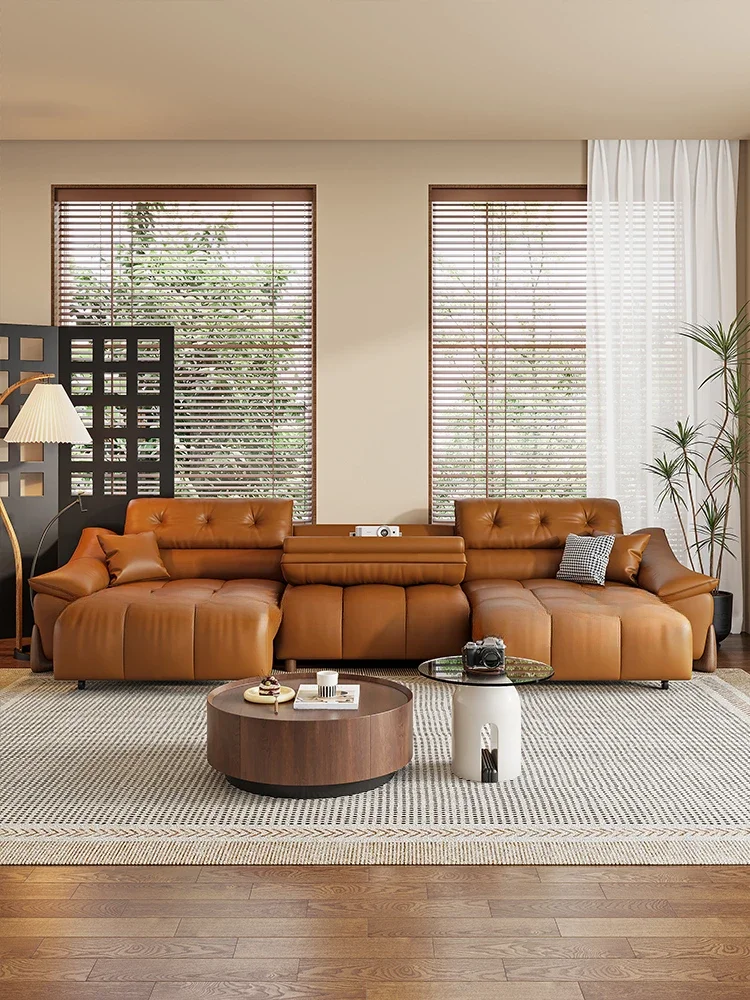 

Итальянский минималистичный электрический многофункциональный диван-кровать двойного назначения с дистанционным управлением, выдвижная гостиная, современный верхний слой из кожи