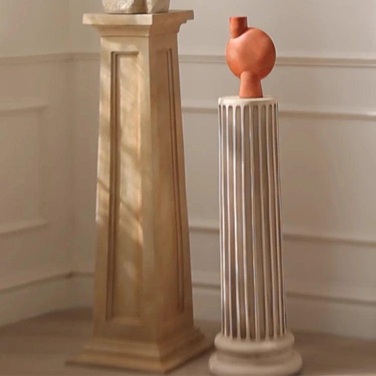 

French medieval style living room European Roman column decoration sculpture table floor ornament