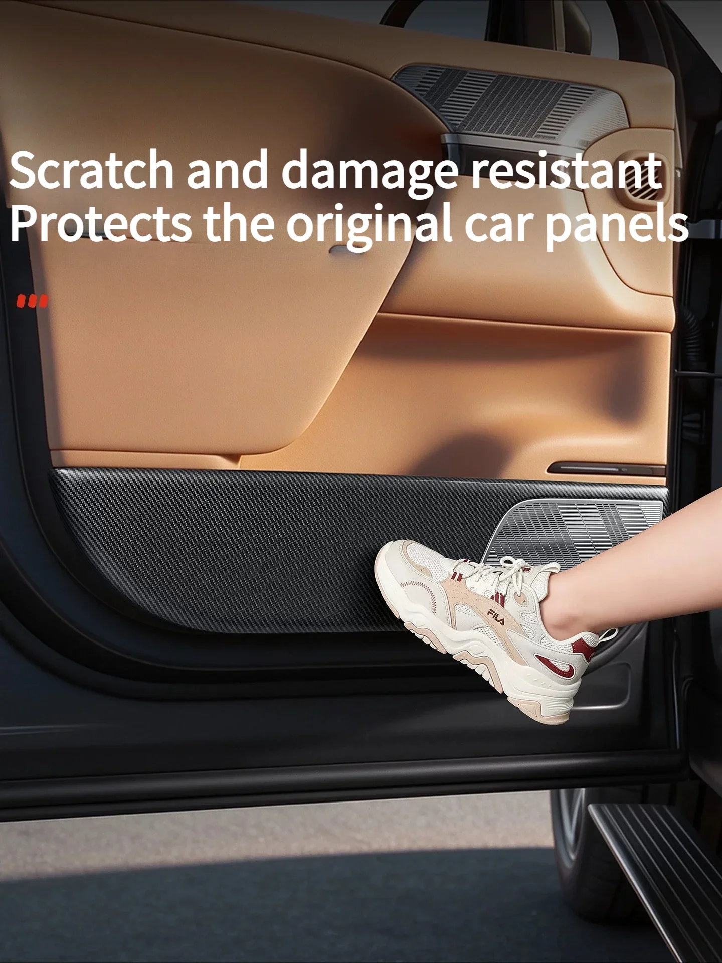 For Xpeng GX 2026 Car Door Kick Plate ABS Carbon Fiber Pattern Protective Pad Interior Modification Accessory
