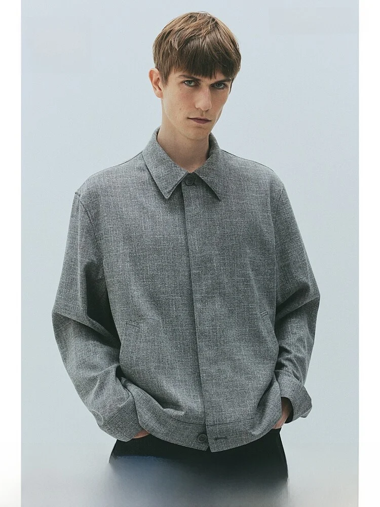 

Мужская рубашка-куртка H&M стандартного кроя 1259565, летняя коллекция, стандартная длина, для повседневной носки, смесовая ткань: полиэстер, вискоза, спандекс