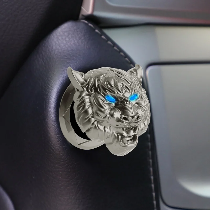 Car One-touch Start Cover Tiger Head Style Decorative Protection Cover Modified Ignition Ring Switch Button Car Accessories