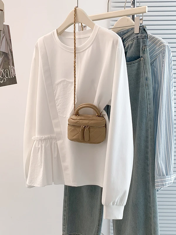 Casual Large Size Sweatirt T-irt Base Layer Design Sense Faionable Autumn Winter New Sle plus Size Women's Clothing