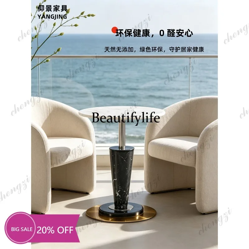 MM02 Italian light luxury natural luxury stone edge table marble high-end side table small coffee table design