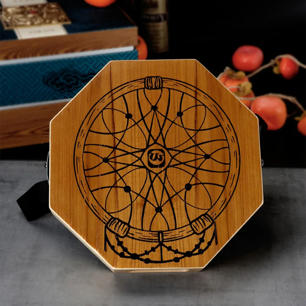 

Деревянный барабан Cajon, 2-Тональный плоский ручной барабан, портативный восьмиугольный барабан, перкуссионный инструмент с регулируемым ремешком