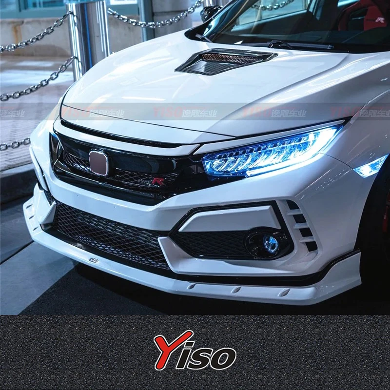 مناسبة لـ TypeR Civic FK8 Mugen Front Spoiler من ألياف الكربون المعدلة الشفة الأمامية Mugen