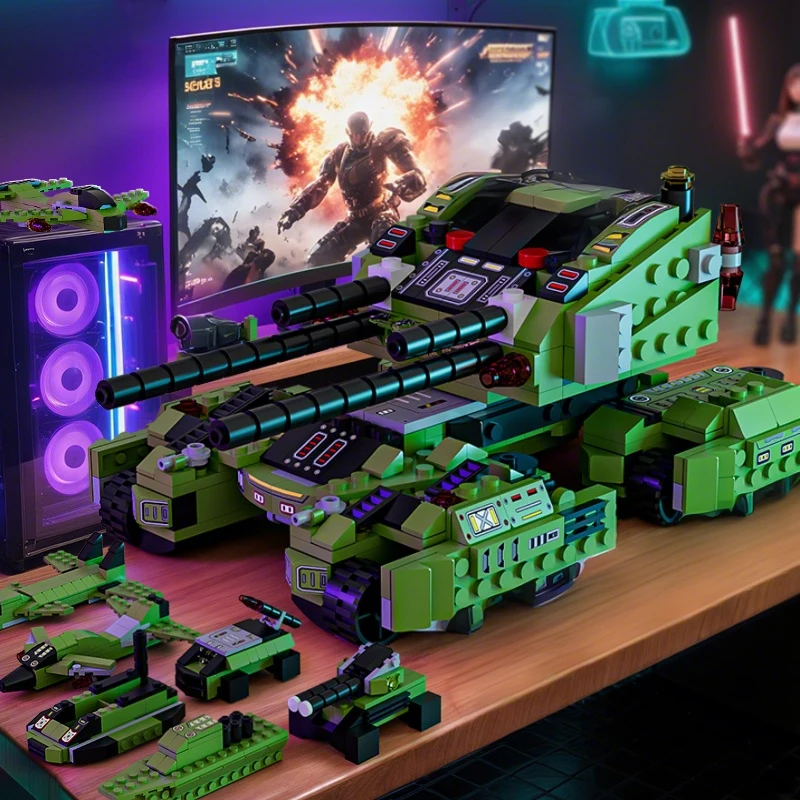 

8 в 1 WW2 военные строительные блоки, комплект танков, модель военного автомобиля, сделай сам, сборная игрушка для детей, подарок на день рождения, Рождество