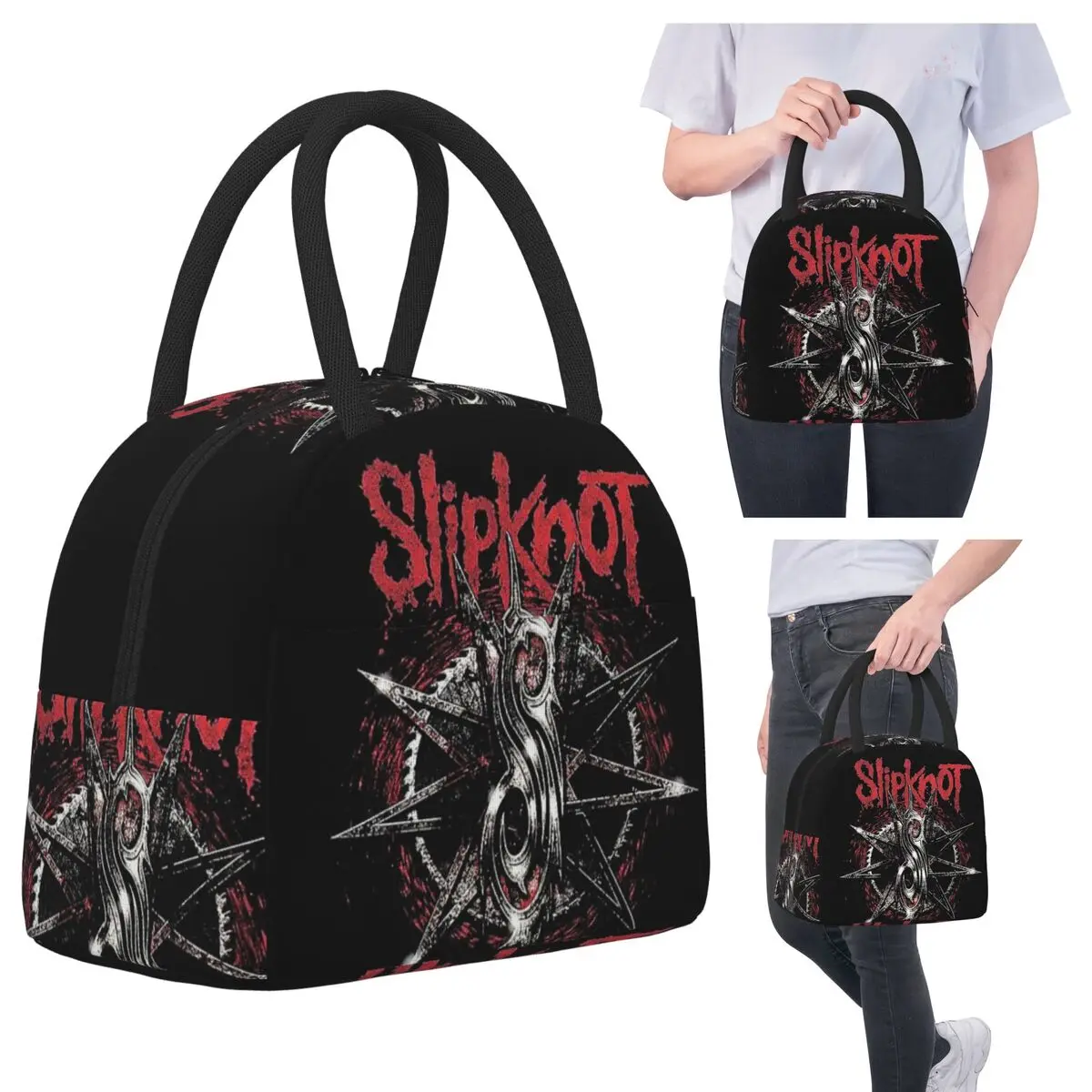 

S-Slipknots Heavy Mental Music Insulated Lunch Bag for Kids School Cooler Thermal Food Box Tote Leakproof Lunch Boxes Container