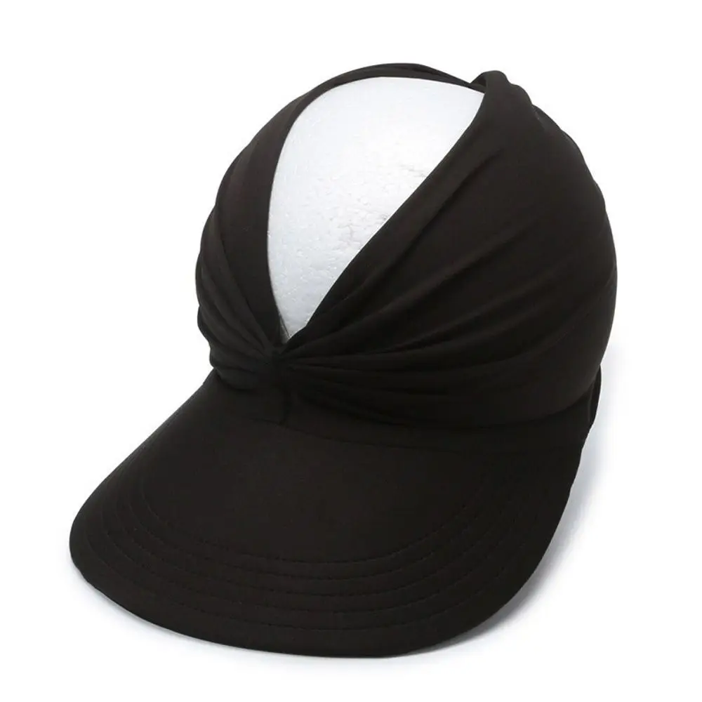Solid Color Empty Top Women Beach Sun Hat Flexible Wide Brim Sun-Protection Cap Anti-UV Double-Sided Baseball Cap Outdoor Sport