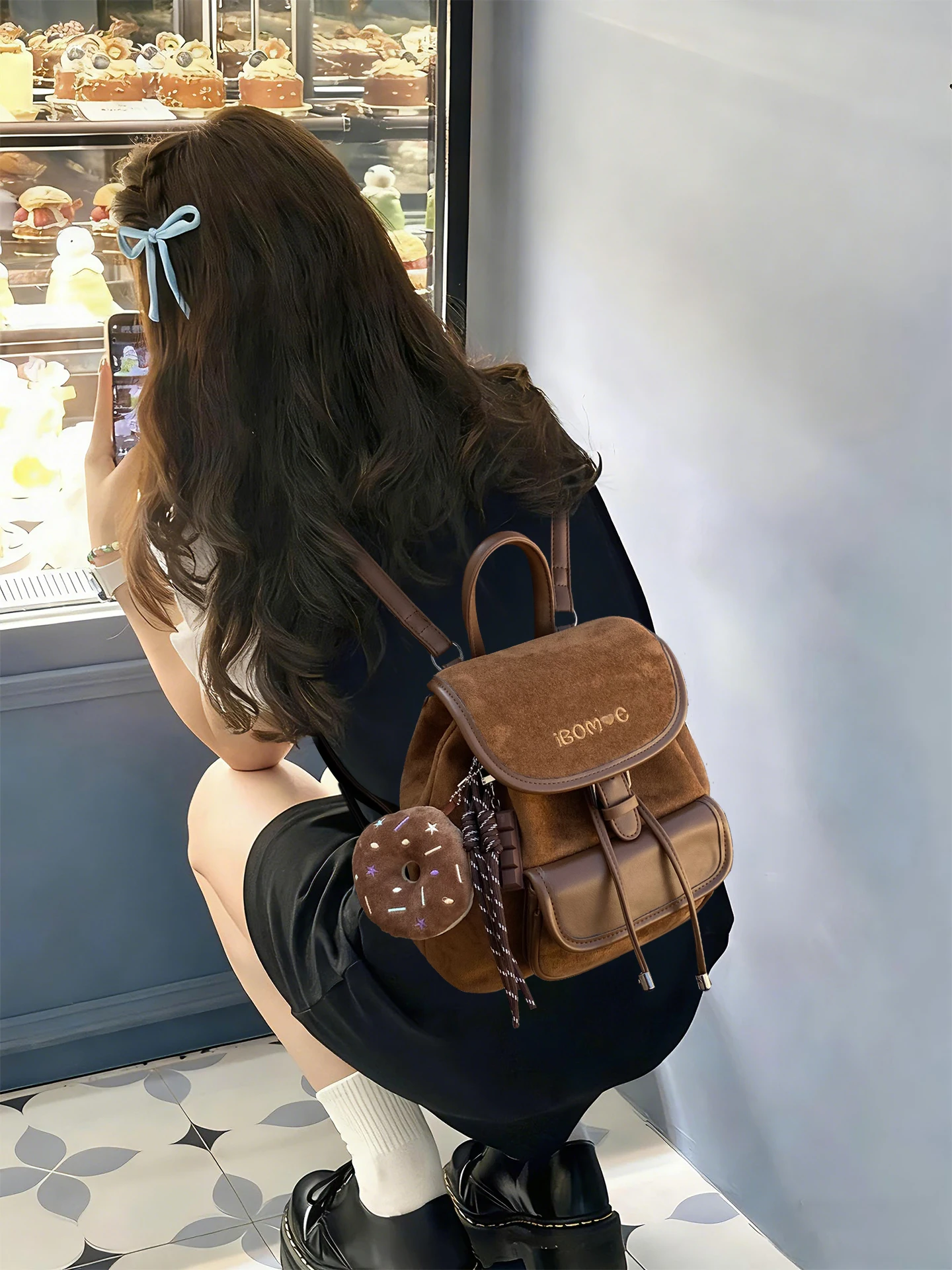 

Женская сумка Ele Suede Double Shoulder Bapa 2026: Новая роскошная матовая сумка премиум-класса для города