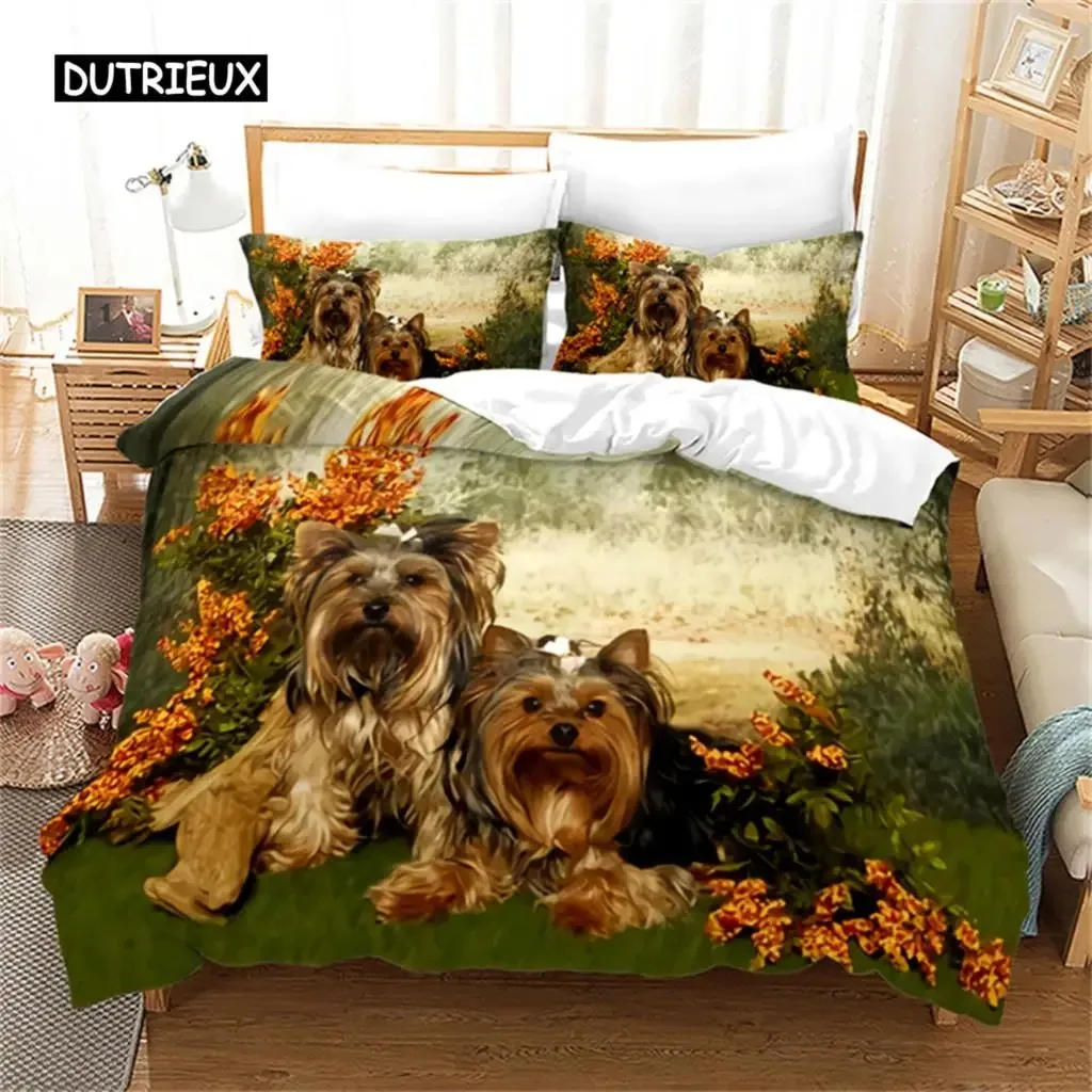 

Duvet Cover Puppy Cute Pet Dog Print Comforter Cover Microfiber Animal Theme Bedding Set Full Size for Kids Boys Girls Bedroom