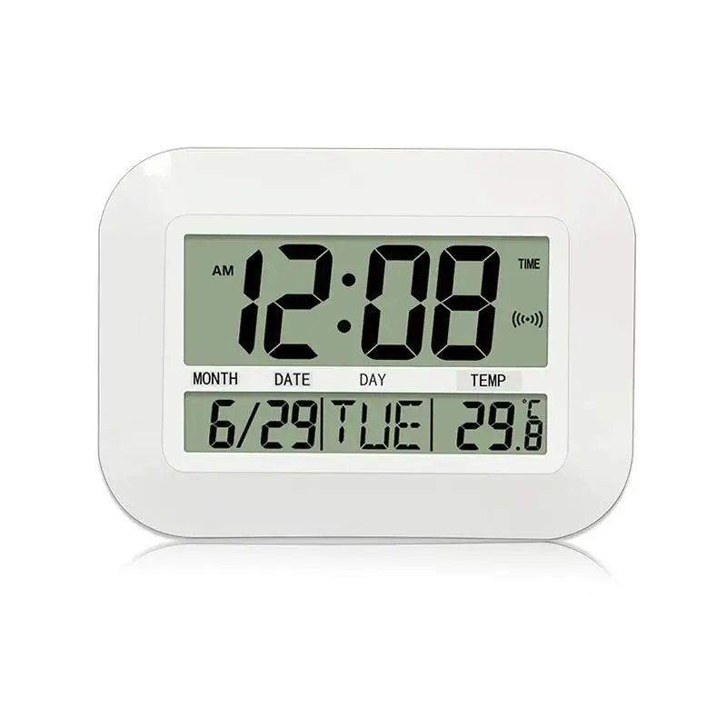 NEW Large LCD Digital Display Silent Wall Desk Clock With Temperature Date For Home Living Room Shop School Office Hotel Hall